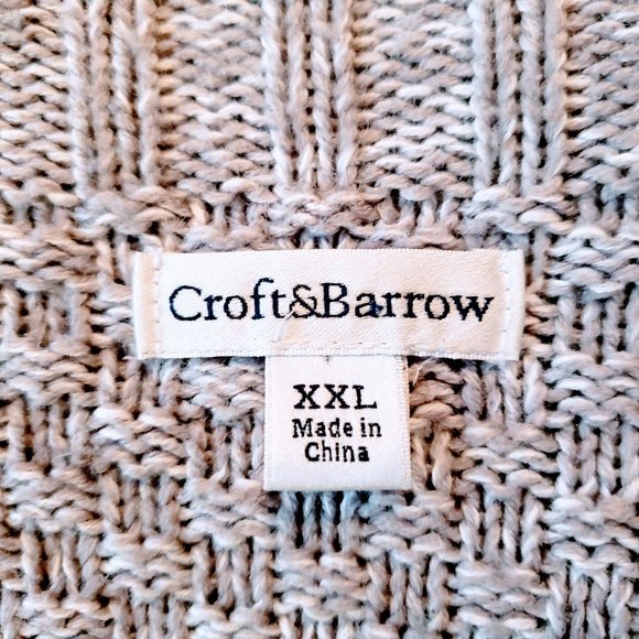 CROFT & BARROW Sweater, Gray Colorblock Cotton Acrylic Knit Long Sleeve, XXL - Picture 6 of 11